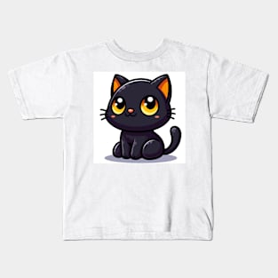 Kawaii Black Cat Kids T-Shirt